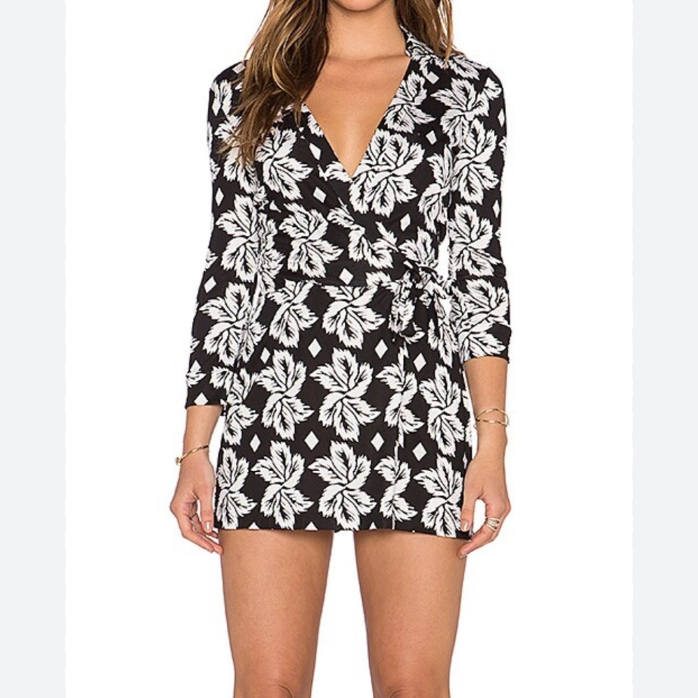 DVF Celeste Short Romper Large Leaf Print